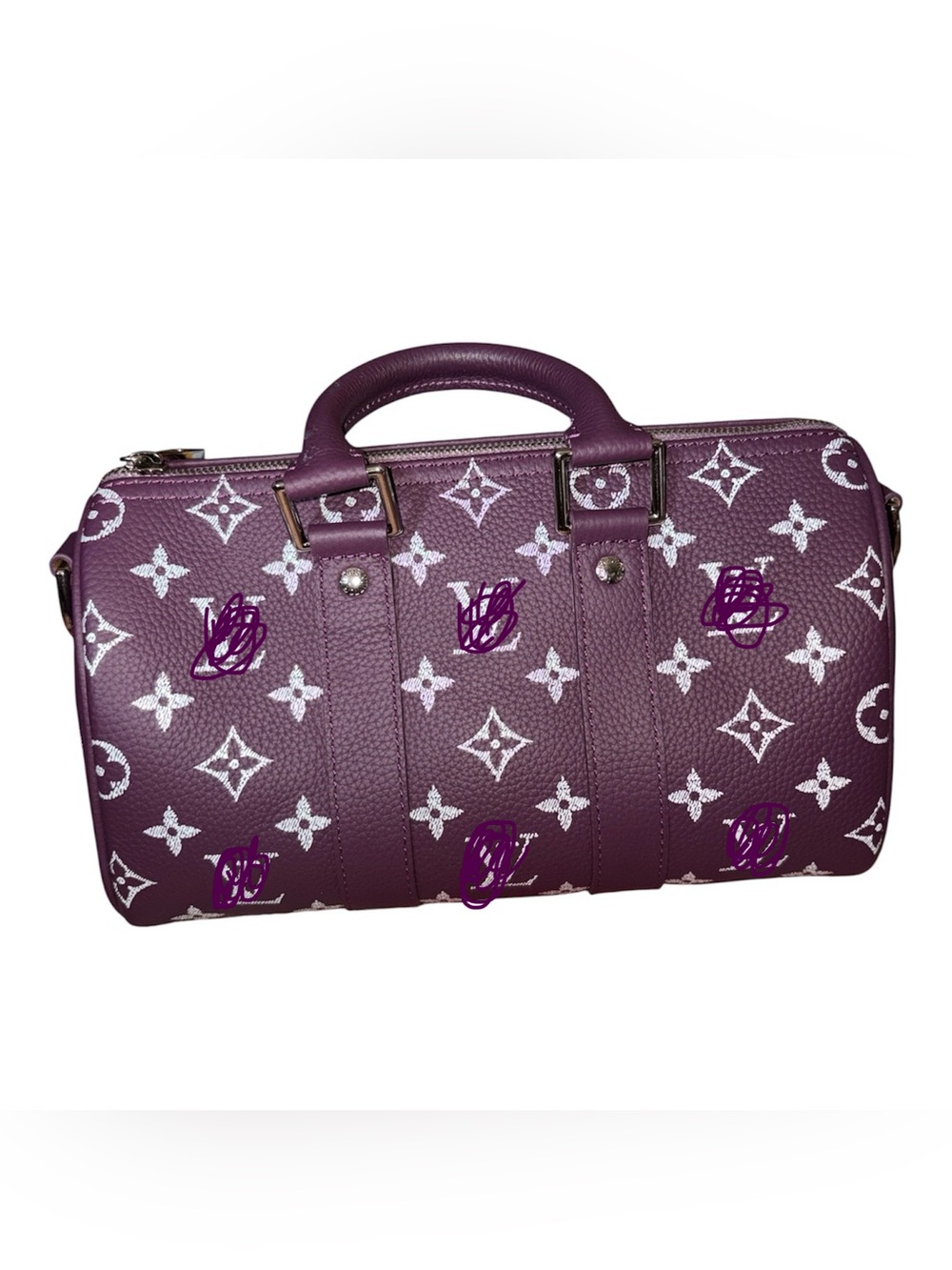 LoLo ToGo Leather Purple Monogram Satchel - Picture 2 of 5